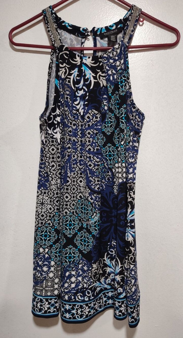 White House Black Market Womens Multicolor Stretch Sleeveless Shift Dress Size M